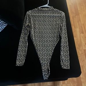 See-through  high hip bodysuit